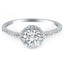 Bague de fiançailles en or blanc 14 carats avec halo de diamants