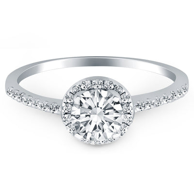 14k White Gold Diamond Halo Engagement Ring