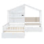 Twin Size House Bed with Upholstered Sofa and Charging Station