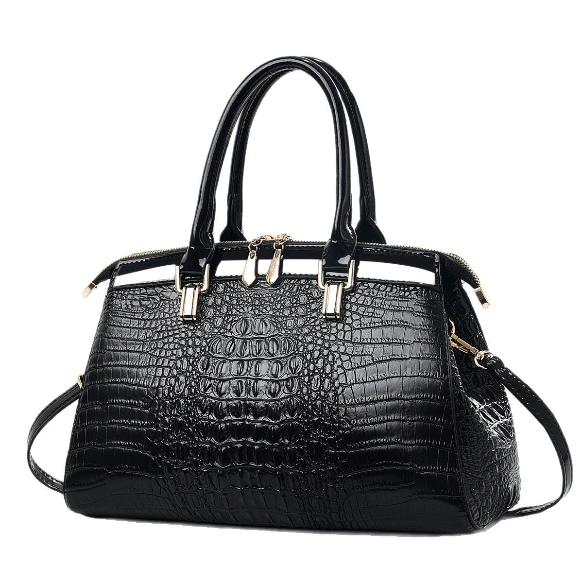 Elegant Patent Leather Large-Capacity Satchel Handbag