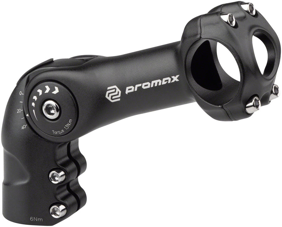 Promax MA-595 Stem Ajustable Sin Rosca - 31.8mm, Longitud de 110mm, Negro
