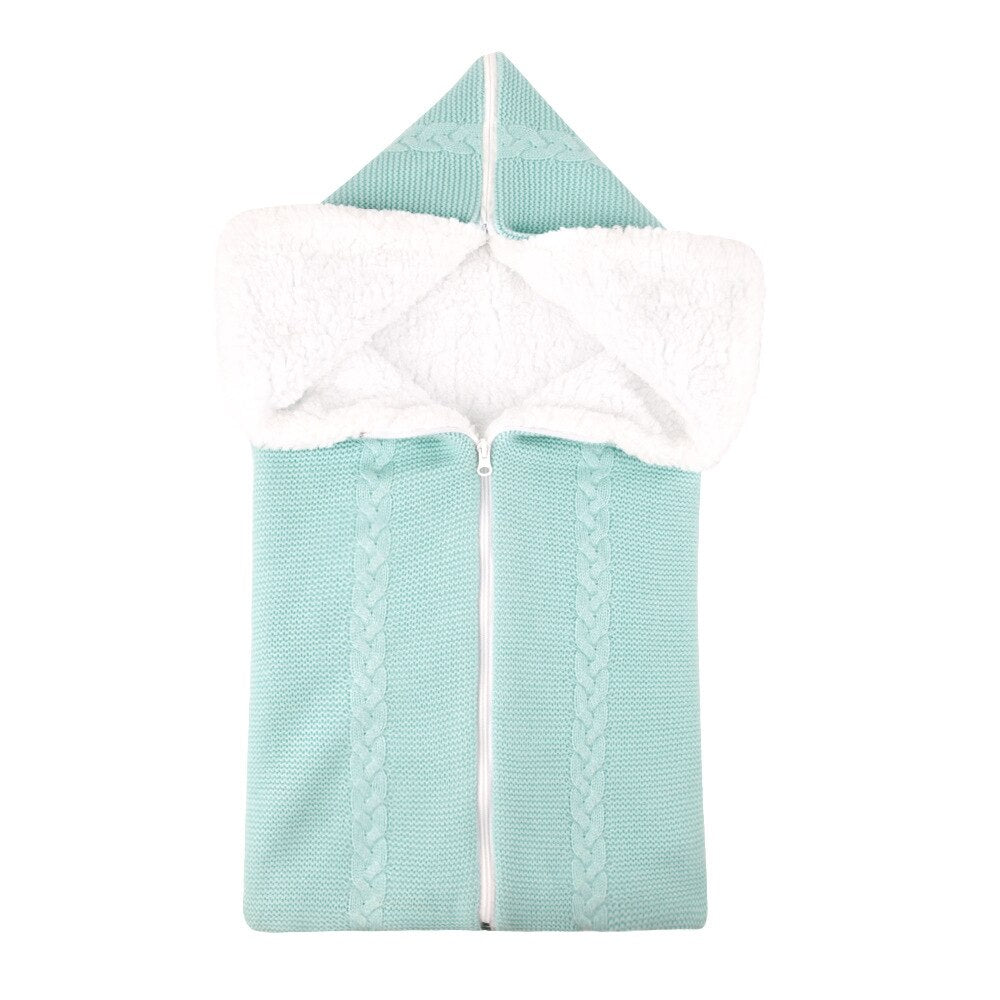 Baby Sleeping Bag Newborn Winter Warm Infant Button Knit Swaddle Wrap Swaddling Stroller  Toddler Blanket Envelope Sleepsacks - Korvel