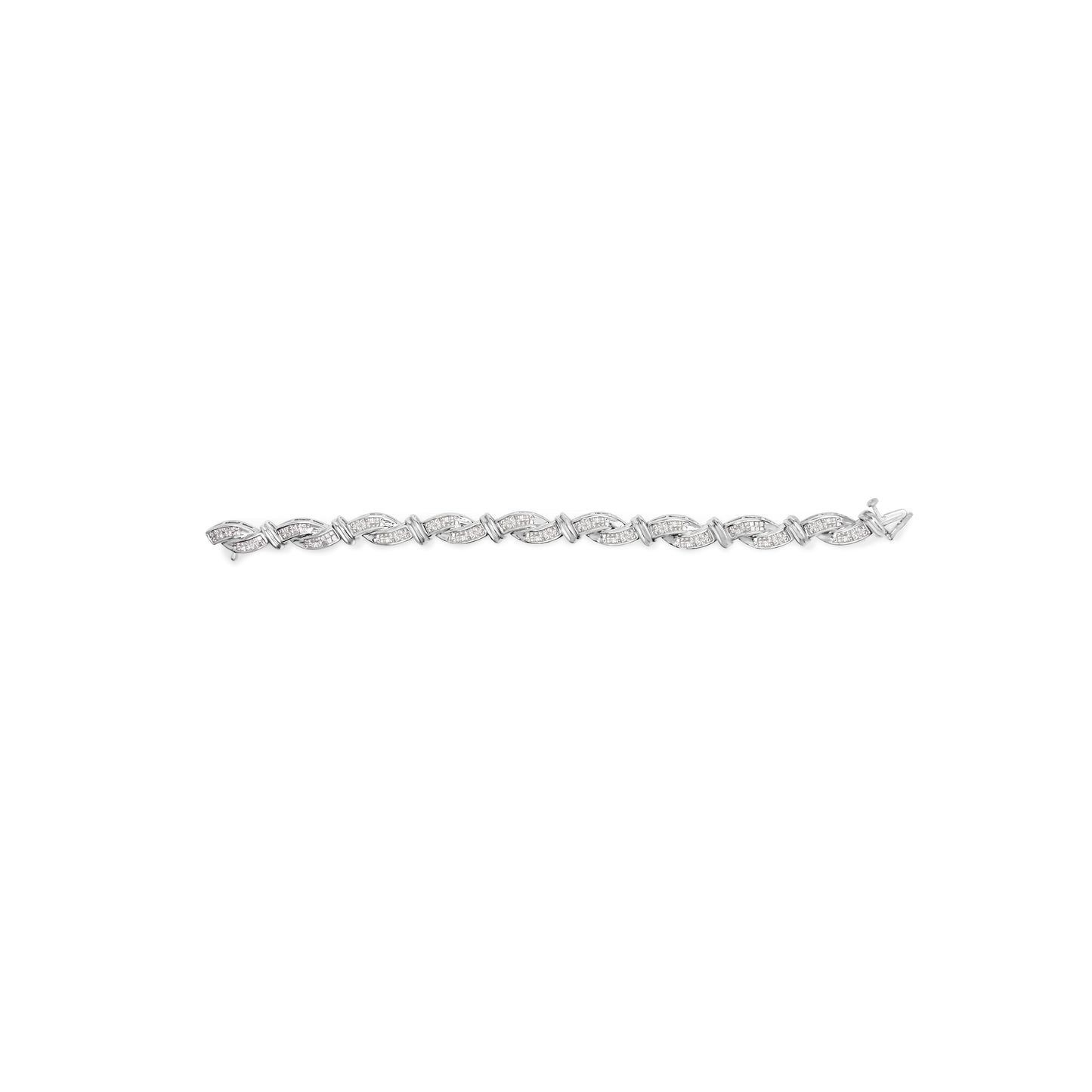 14K White Gold 4.0 Cttw Invisible Set Diamond Wave Bracelet - 7"