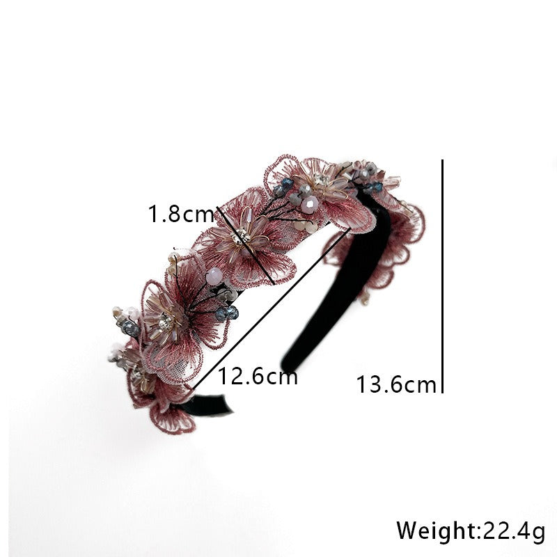 Diademas de Flores de Cristal Bordadas a Mano para Mujeres