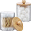 Bamboo cover cotton swab box portable round container cosmetic cotton puff storage box cotton swab makeup remover cotton box - Korvel