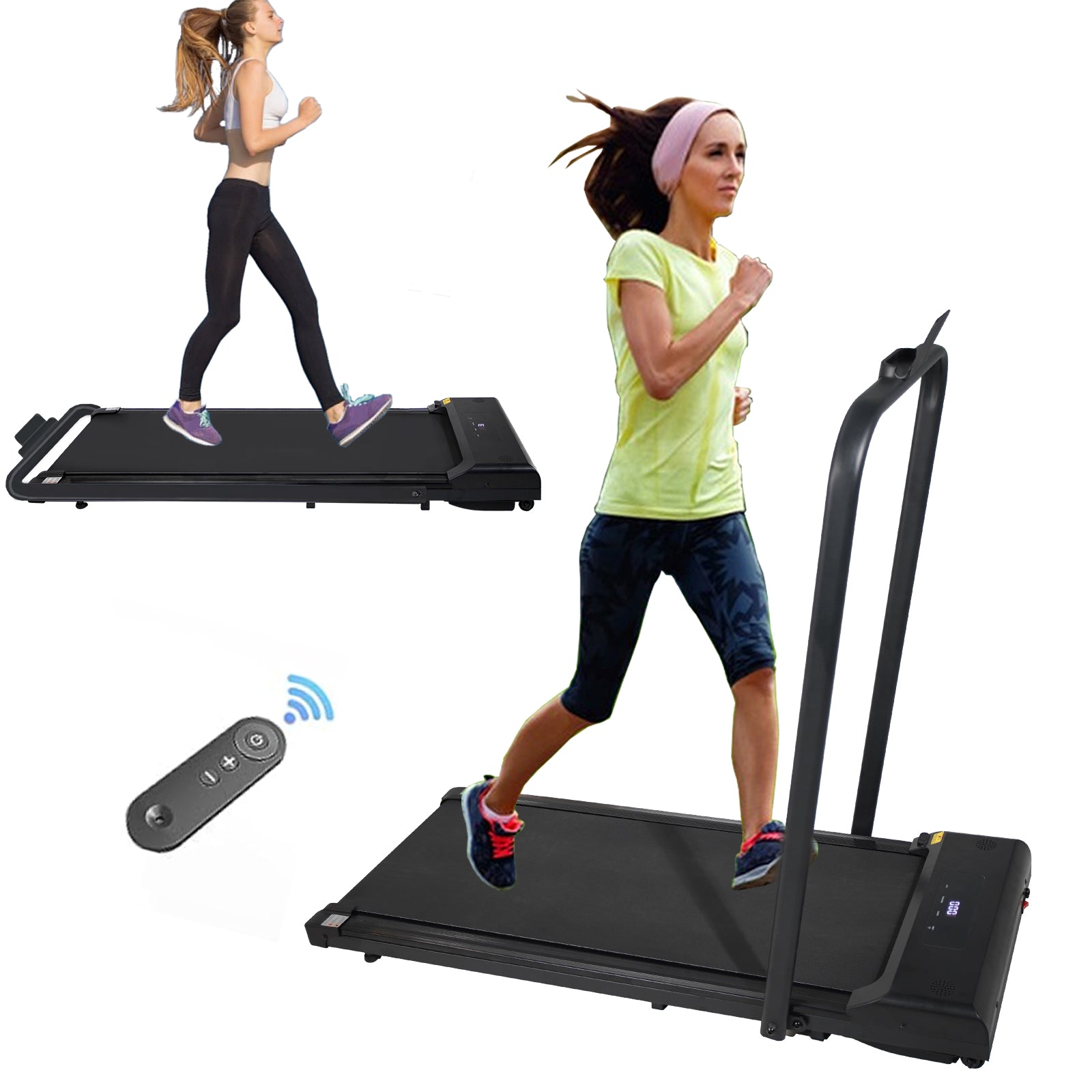 Walking Pad Treadmill Under Desk 2 in 1 Folding Portable Treadmill for Home Office Walking Jogging Machine 240 lb Capacity Black - Korvel