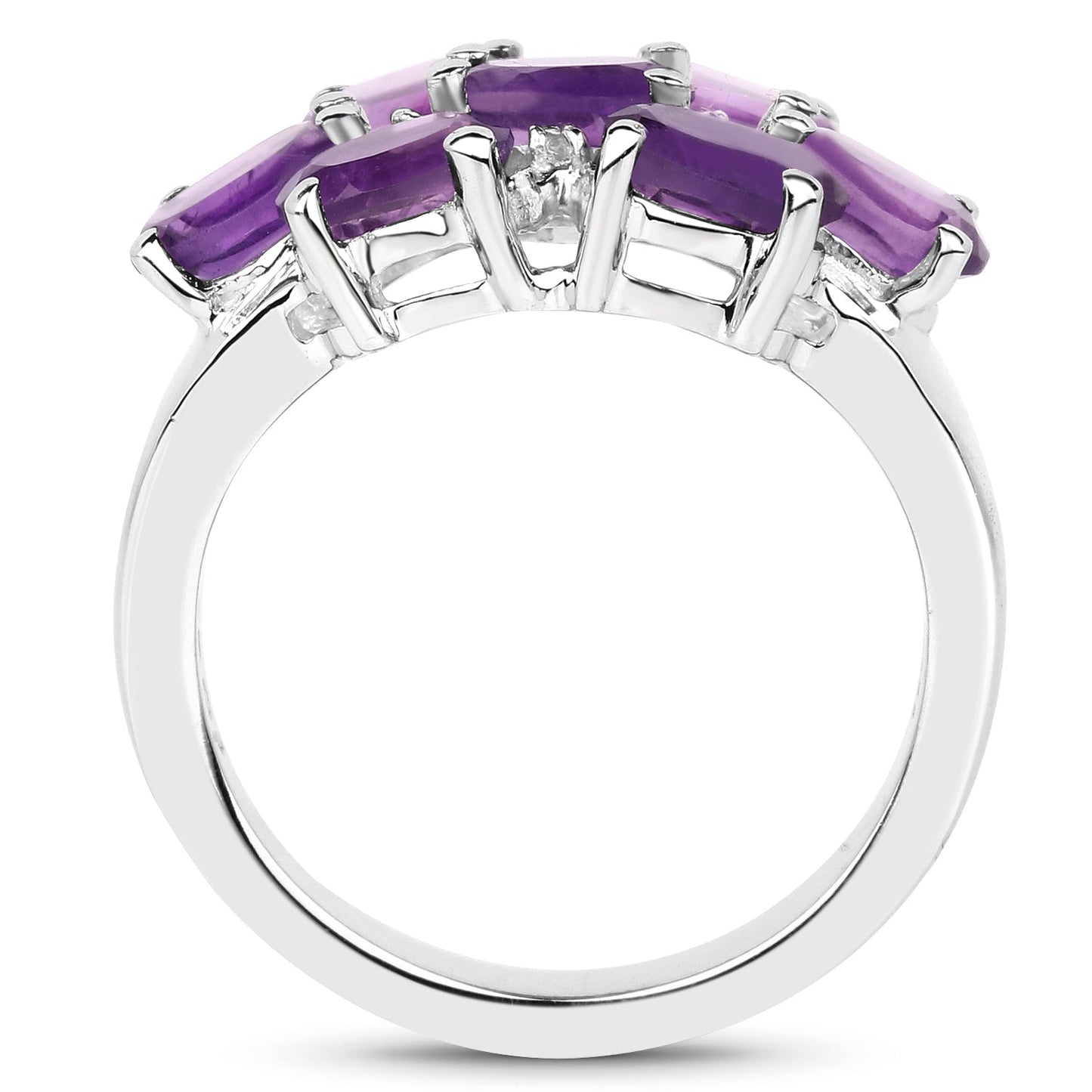 3.05 Carat Amethyst and White Topaz Sterling Silver Ring