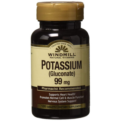 Windmill Potassium Gluconate Tablets, 99 Mg - Premium Quality