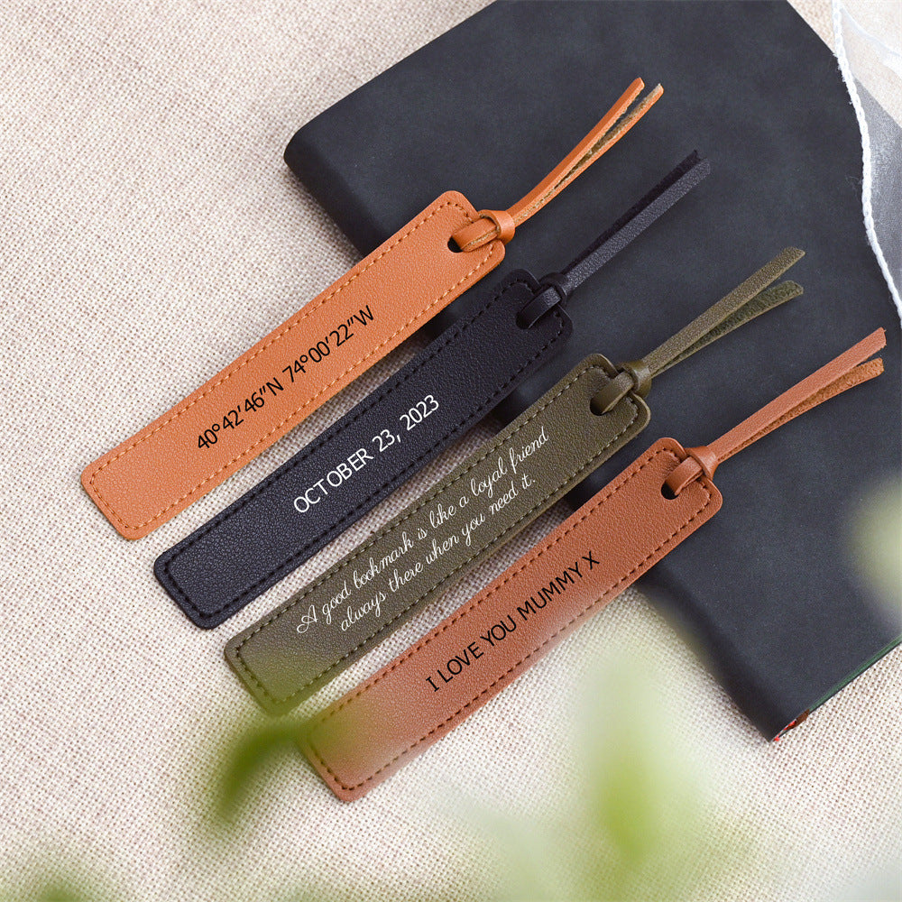 Creative leather gift bookmark personalized leather reading book pagination clip student book marker holder - Korvel