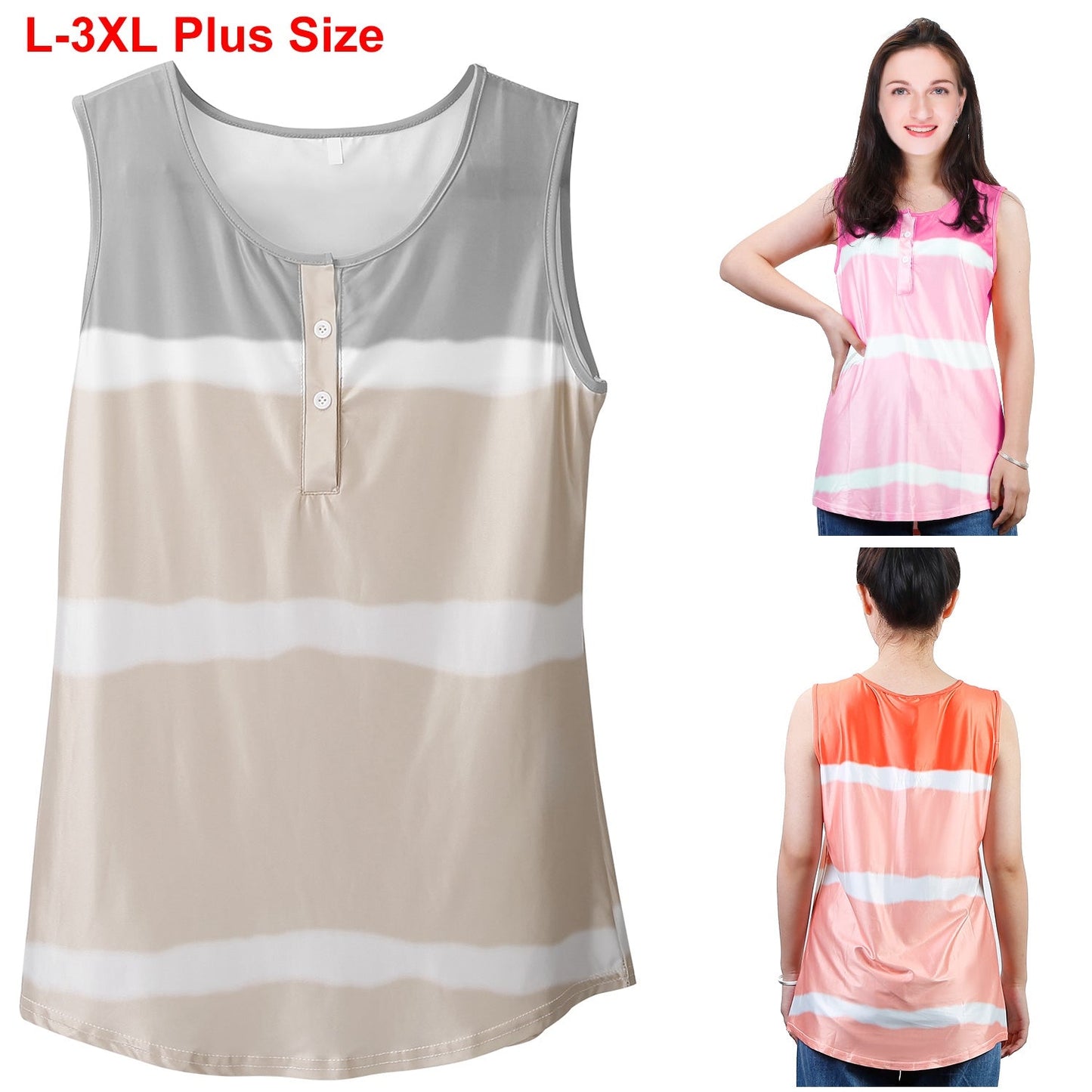 Top sin mangas de tie-dye de talla grande para mujeres