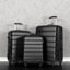 Ensemble de valises rigides noires premium de 3 pièces avec serrure TSA