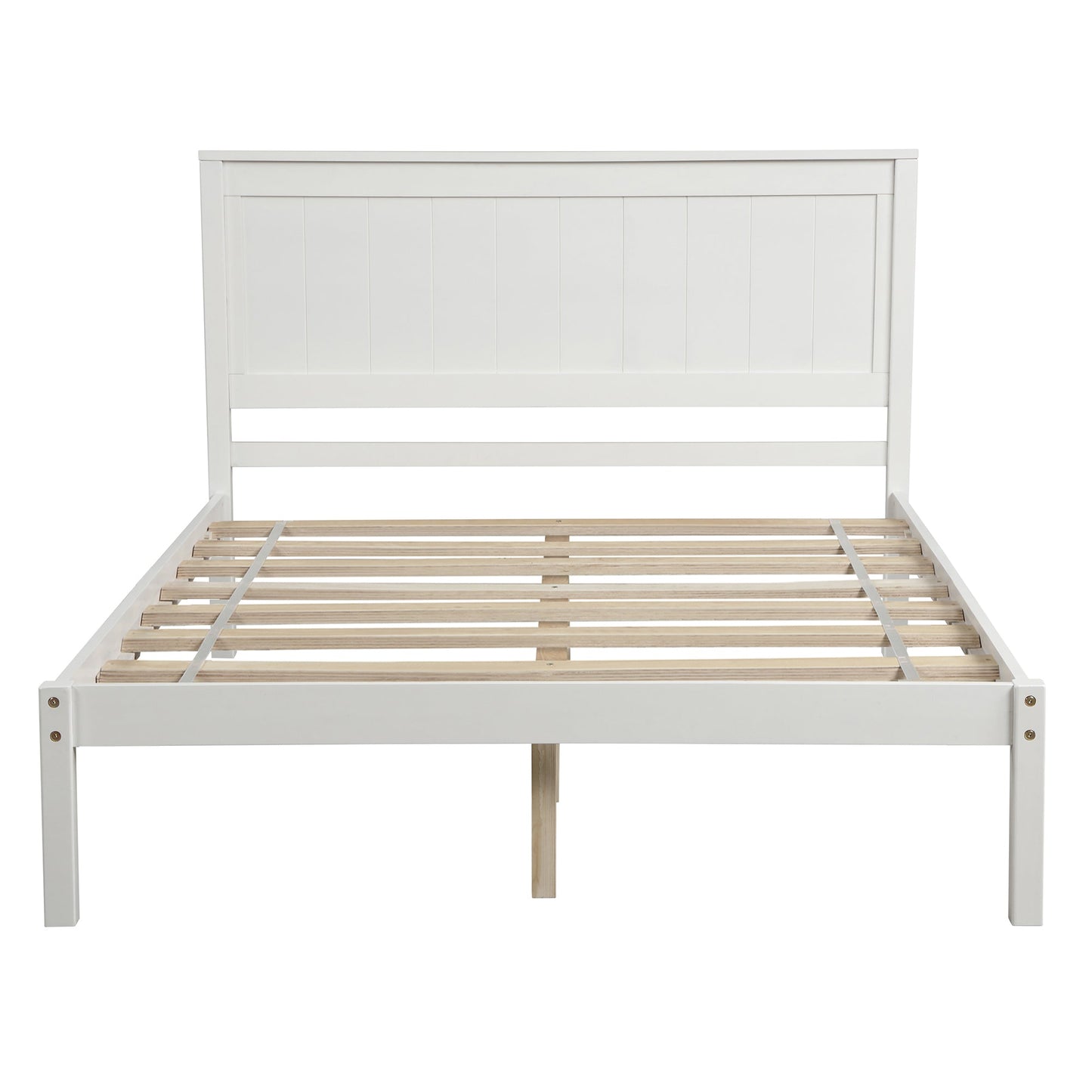 Elegante Estructura de Cama Plataforma Blanca Completa con Cabecera