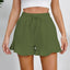 Women's cotton and linen shorts with ruffled edges and drawstring casual pants for women - Korvel