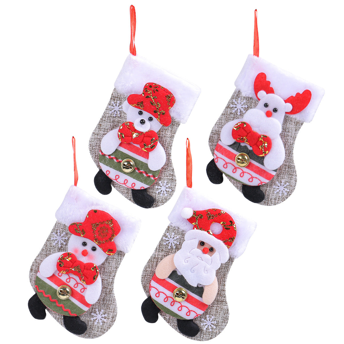 Christmas Doll Socks Cartoon Plush Christmas Socks Christmas Tree Pendant Santa Claus Snowman Candy Gift Bag - Korvel