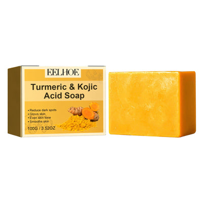 Turmeric & Kojic Acid Soap, Gently Clean Face Fade Spots Brighten Skin Tone Moisturize And Moisturize Even Skin Tone - Korvel
