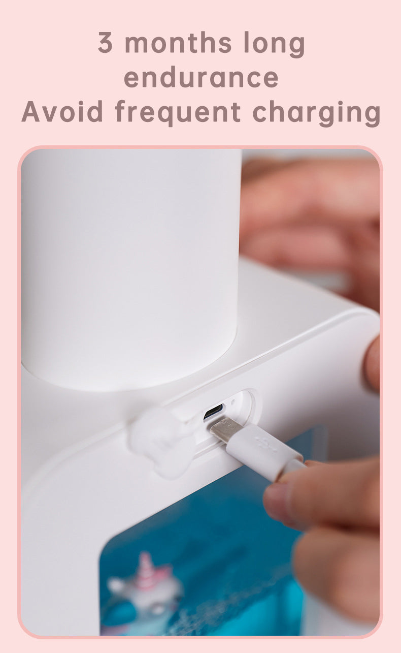 Cute Cat Rechargeable Touchless Automatic Soap Dispenser 400ml Kids foam Soap Dispenser with Night Light - Korvel