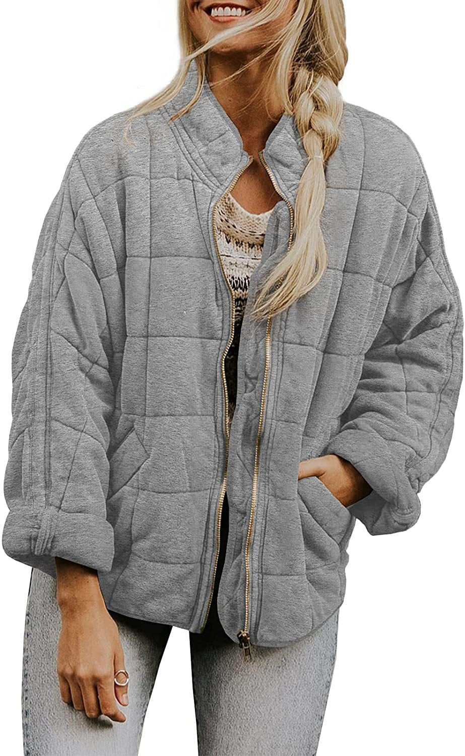 Veste d'hiver élégante à col montant zippée pour femmes