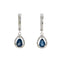 Boucles d'oreilles pendantes en topaze bleue de Londres de 0,88 ct en or blanc 14KT