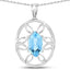 6.17 Carat Genuine Swiss Blue Topaz Pendant in Sterling Silver