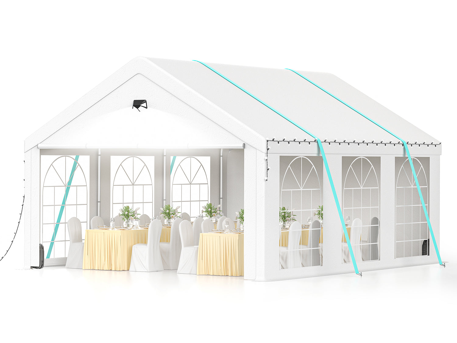 Sannwsg Party Tent -10x20FT Heavy duty Tent with Removable Side, Wedding Exclusive Holday Bithday BBa Backyard Evening Tent - Korvel