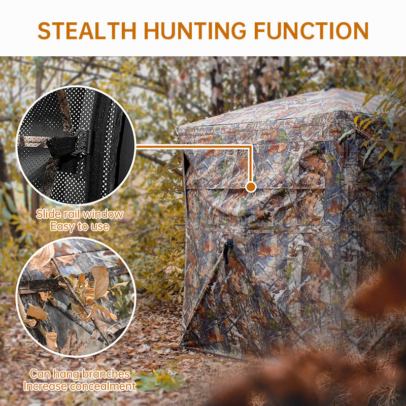 Outdoor See-Through Camouflaged Hunting Blind - Pop-Up Camo Tent for Hunting - Korvel