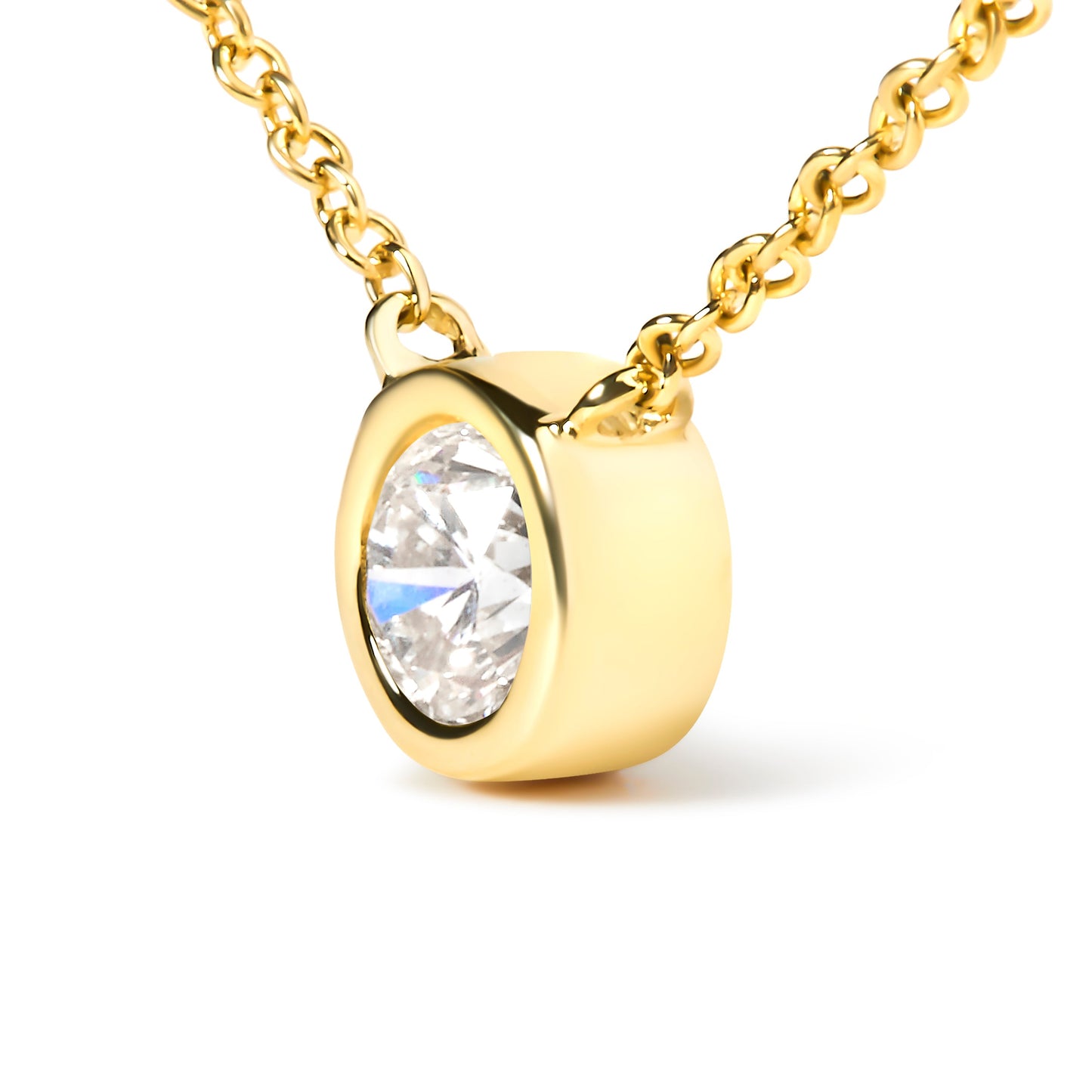 Collar de Pendiente con Diamante Engastado en Bezel de Oro Amarillo de 10K y 1/2 Quilate