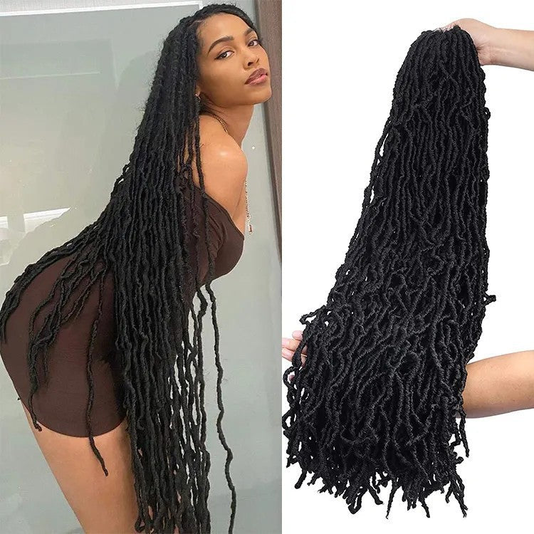 18 24 36 inch Wig Earthworm Crooked Crochet Fiber Wig NuLocs Braiding Hair Dirty Braid - Korvel