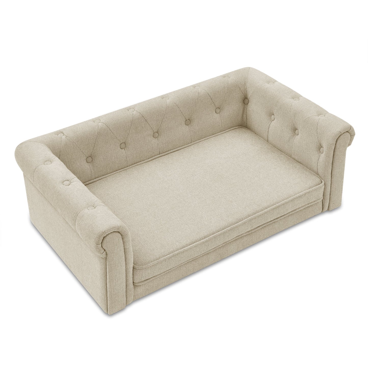 Elegant Rectangle Pet Bed for Medium and Large Dogs, Durable Elevated Dog Sofa Bed, Comfortable Dog Couch Beige - Korvel
