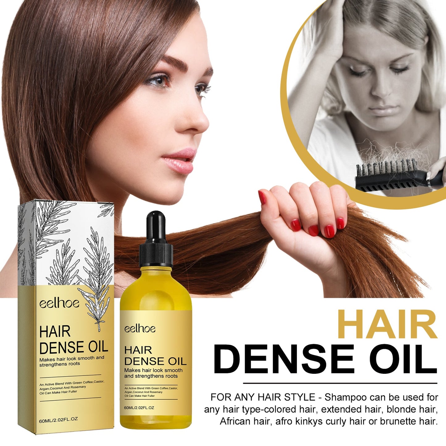 Hair Dense Oil, Scalp Cleaning Care Fluffy Soft Repair Dry Hair Impetuous Solid Hair Dense Hair Essential Oil - Korvel