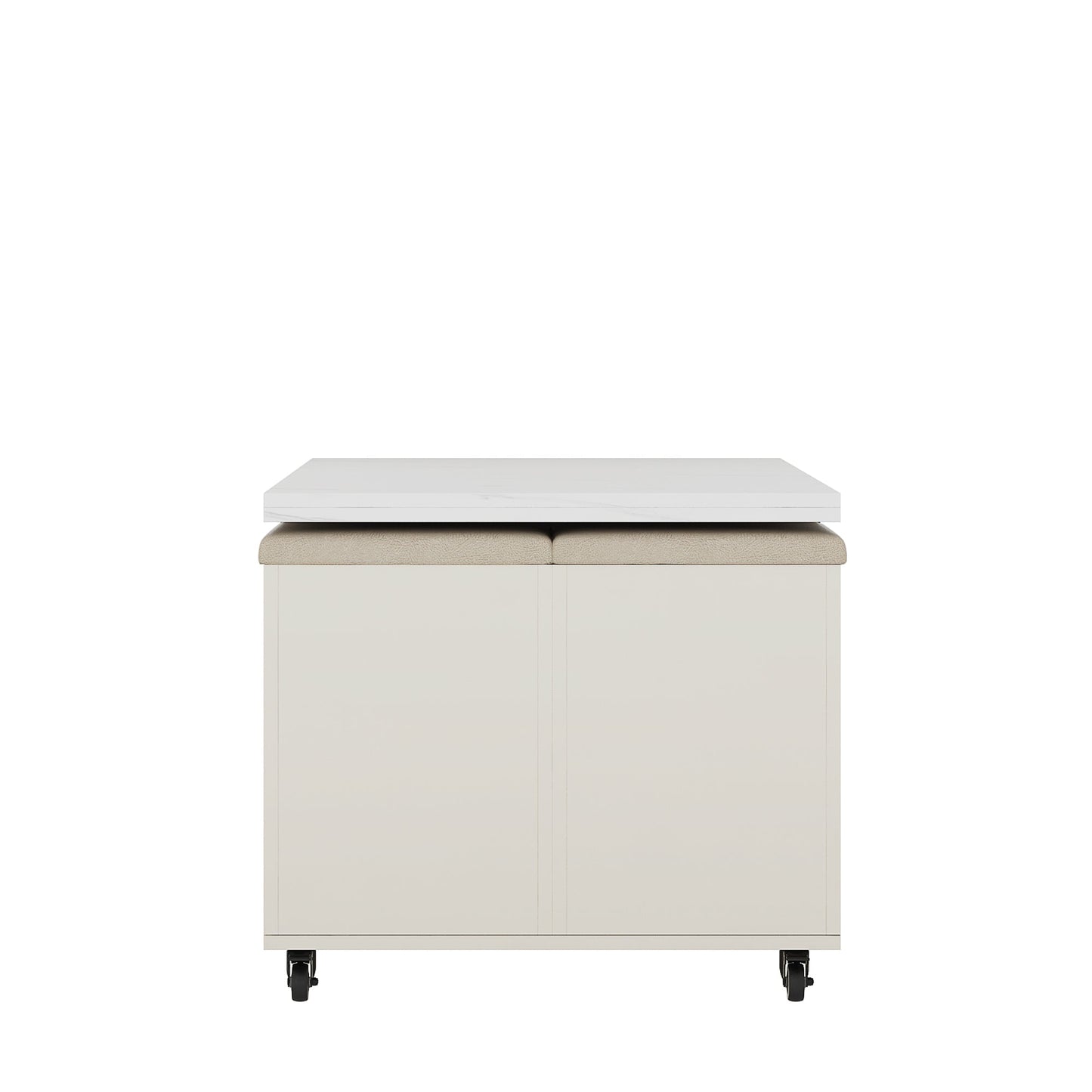 Modern Lift-Up Coffee Table with Storage and Stools