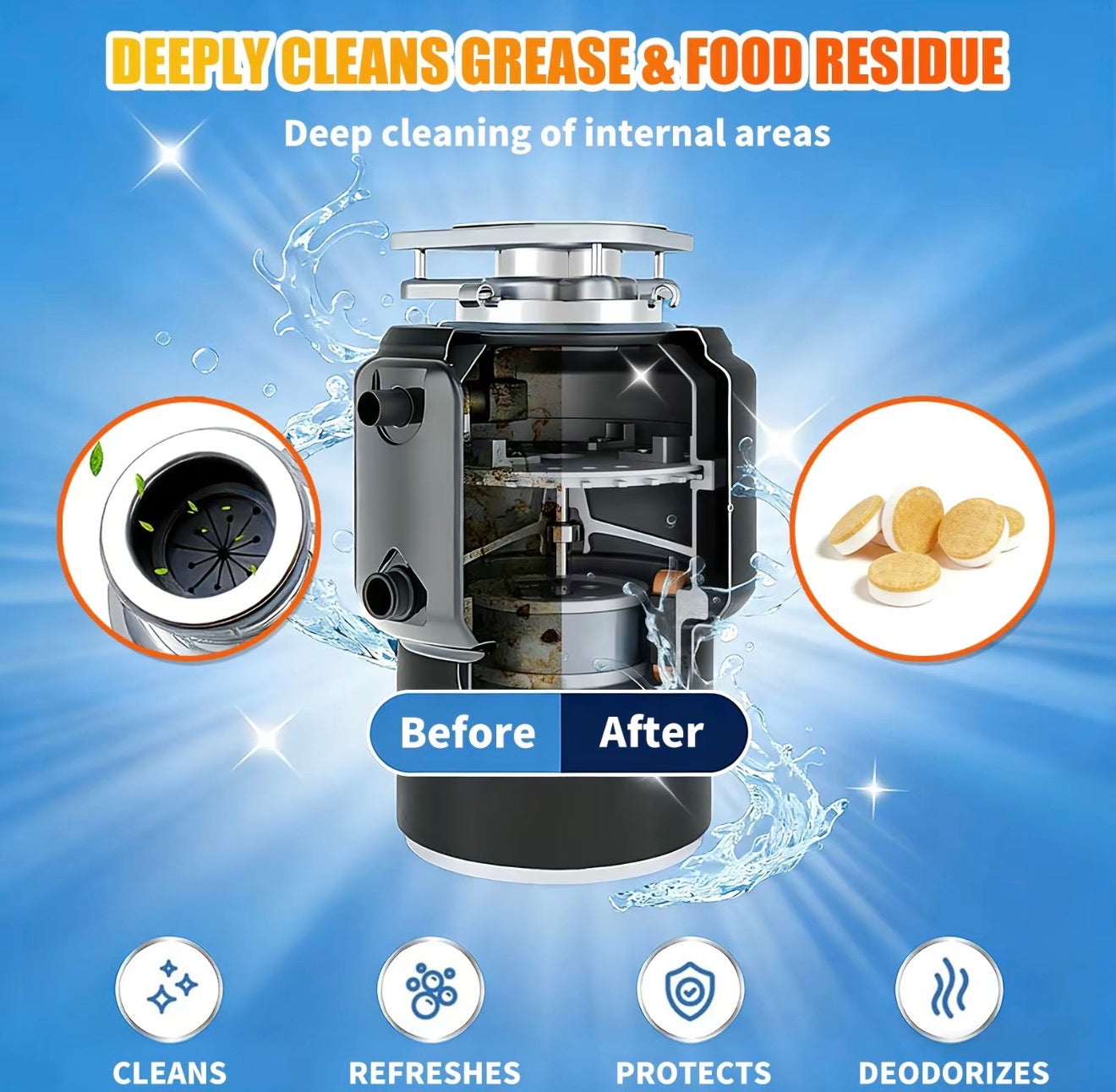 DrainFresh Disposal Tablets - Powerful Cleaning Solution