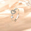 925 Sterling Silver Inlaid Zircon Heart Open Ring - Korvel