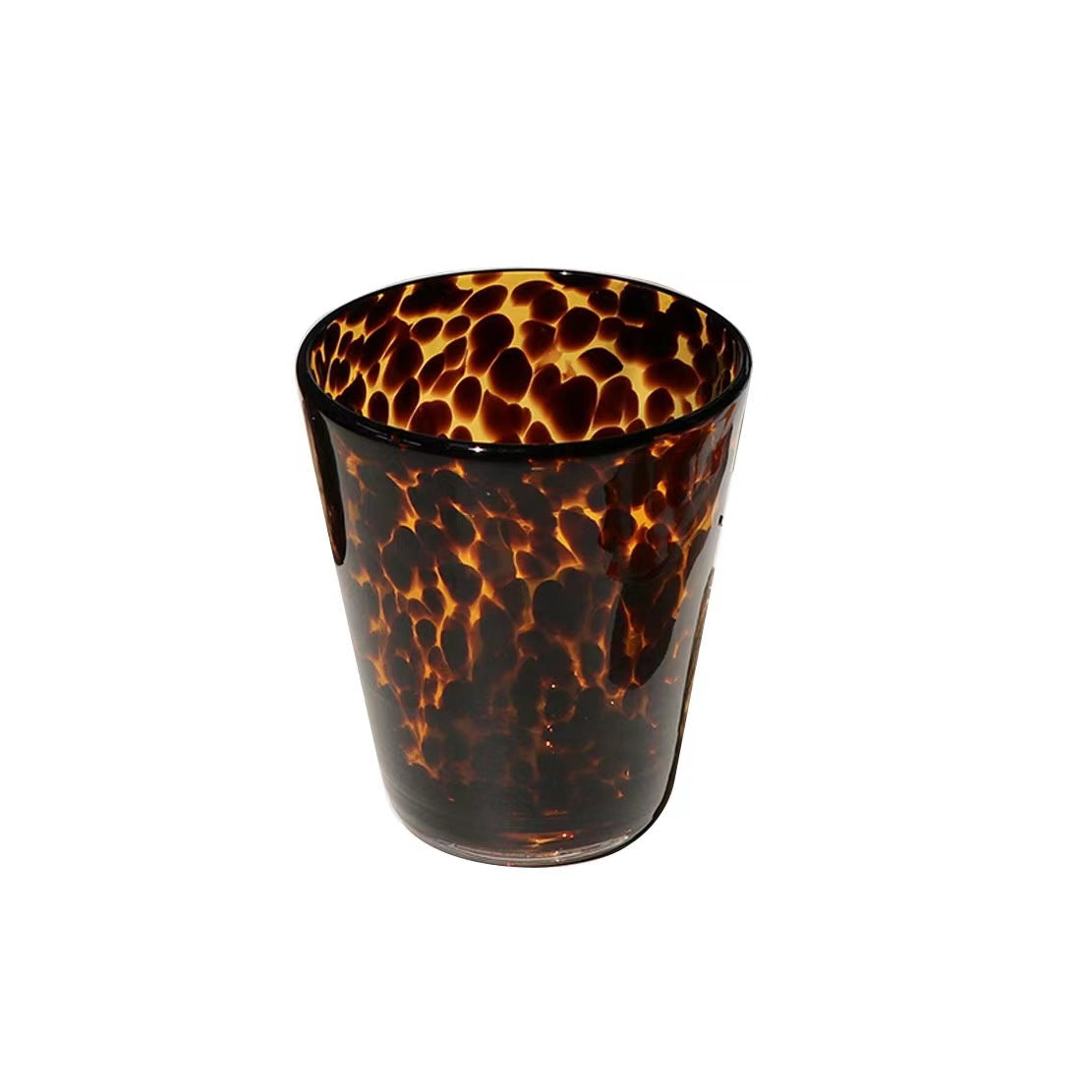 1 Pcs Brown Leopard Grain Cup Glass Transparent Sense Water Cup Tea Cup Coffee Mugs Wine Glasses Drinking Glasses - Korvel