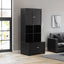 Bathroom storage cabinet, 4-door independent cabinet, adjustable shelf, open multi-layer shelf, black - Korvel