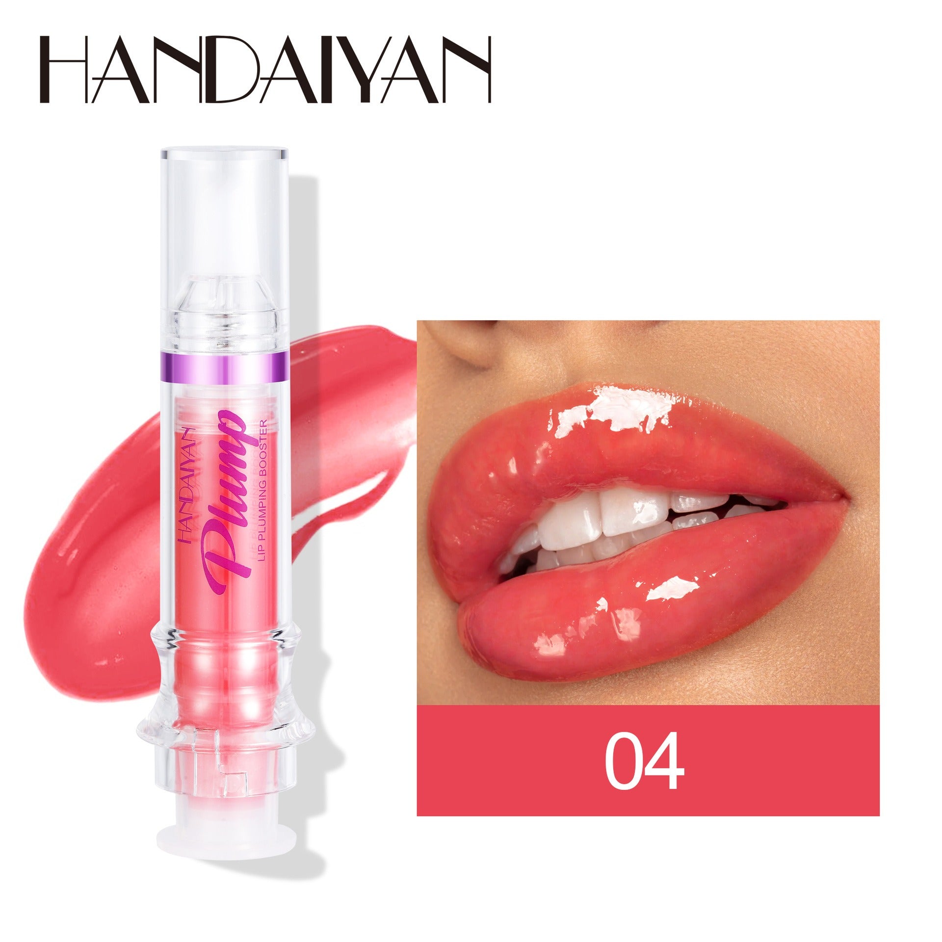 HANDAIYAN PLUMP & POUT Lip Plumping Booster Gloss, High Shine for Plumper Looking Lips,Extreme Shine Crystal Volume Lip Oil - Korvel