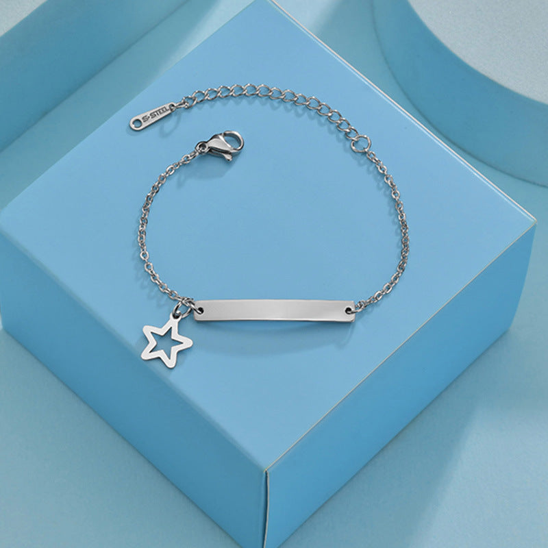 Stainless steel personalized engraved three color curved bracelet simple and personalized women's bracelet - Korvel