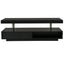 U-Can LED coffee table with storage space, modern central table with 2 drawers and display rack, equipped with LED lights, black - Korvel