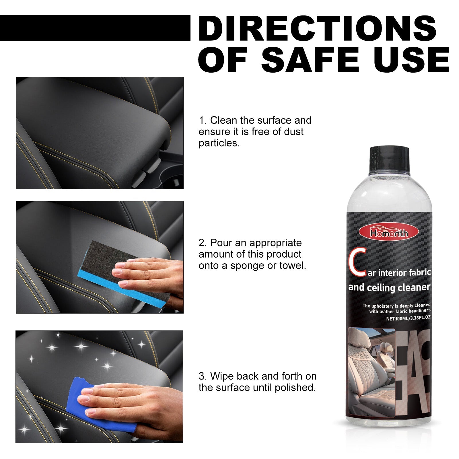Automotive Leather Polish, Car Interior Leather Seat Leather Maintenance Refurbishment Decontamination Cleaning Agent - Korvel