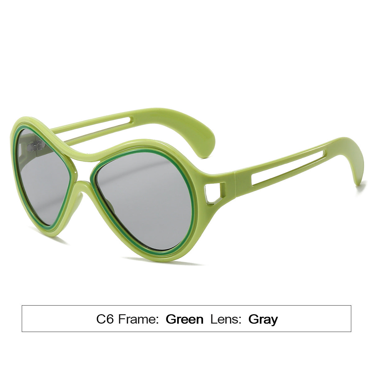 New European and American Sunglasses for Women UV400 Fashion Double Beam Round Frame Personalized PC Hollow Sunscreen Sunglasses - Korvel