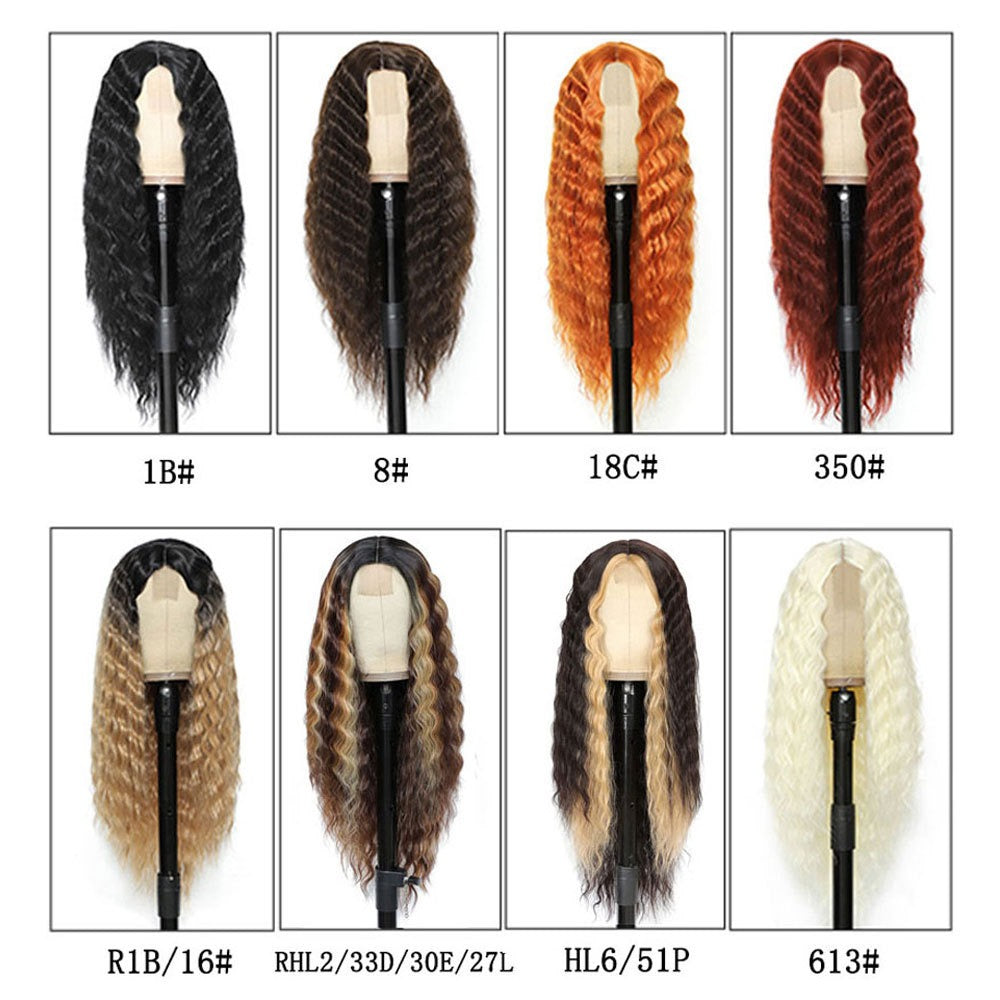 European and American Women's Wig Small Lace Center Deep Wave Long Curly Wig Headband Lace Wigs - Korvel