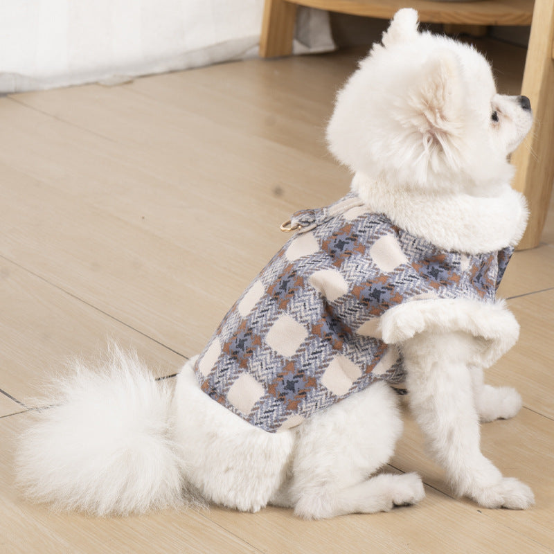 Dog clothing with warmth and plush that can be pulled vest teddy bear small dog cat pet clothing - Korvel