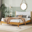 Queen Size Rubber Wooden , Solid Wooden Bed with Teddy Velvet Cushion Upholstered Headboard, Enhanced by Support Feet - Korvel