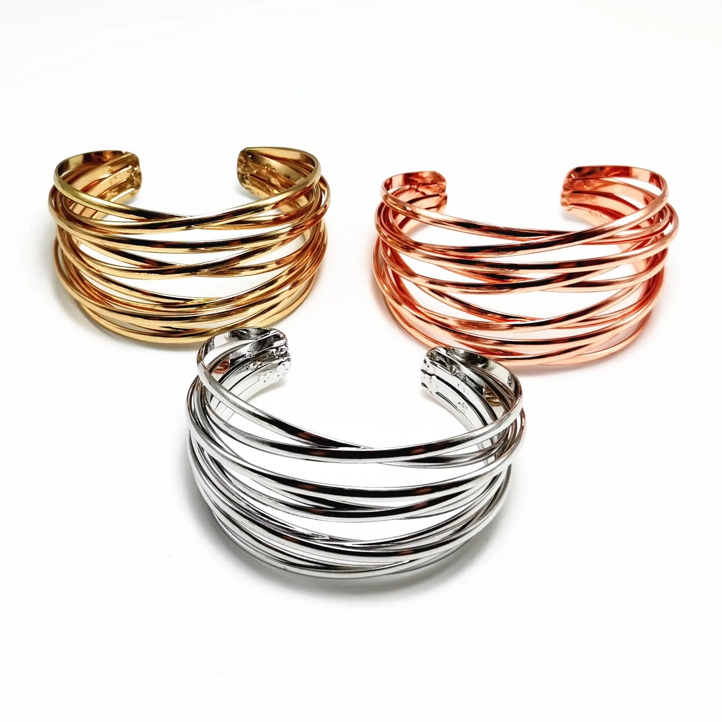 Fashion Alloy Round Chain Charms Cuff Bracelet For Women Female Gold&Silver Color Bracelets Jewelry - Korvel