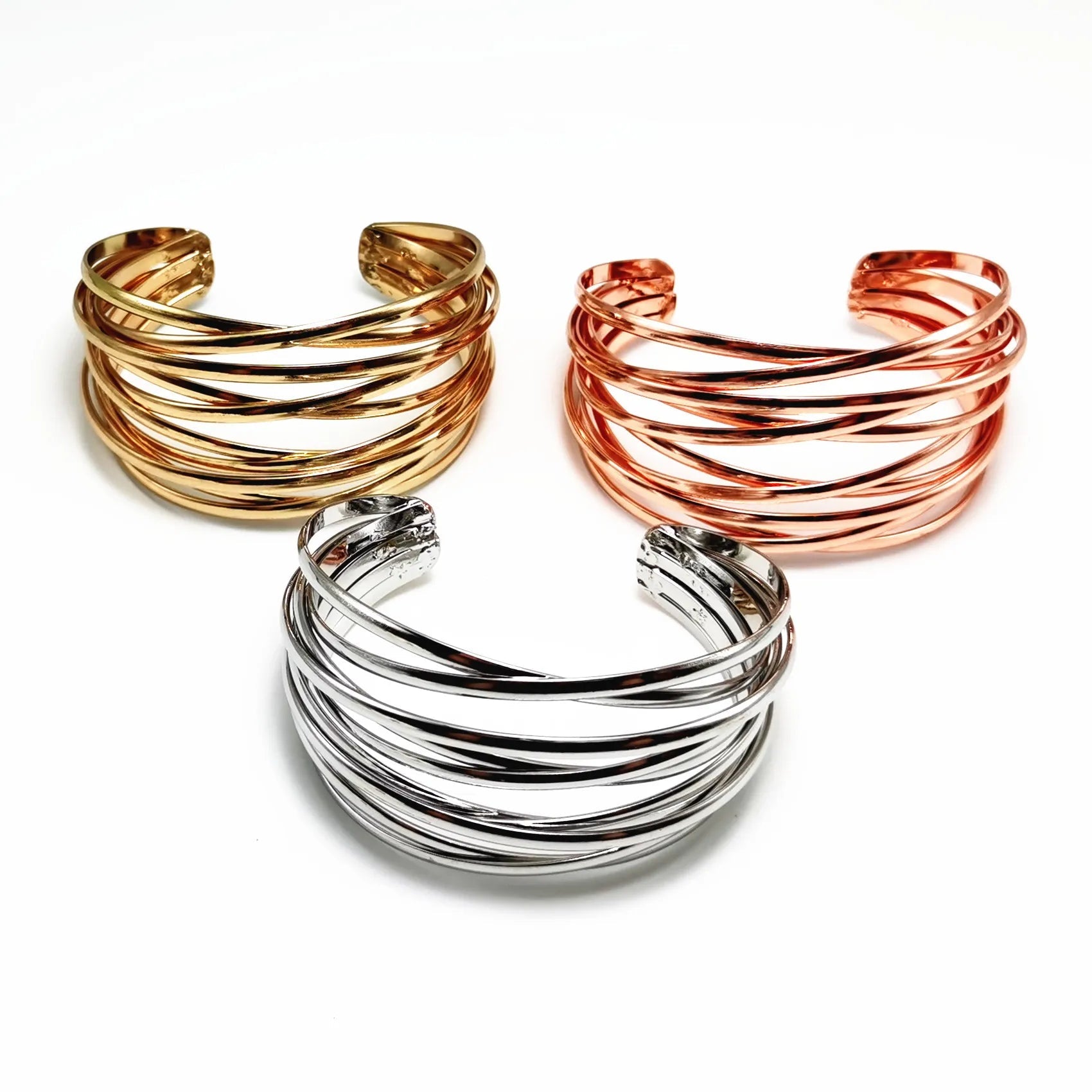 Fashion Alloy Round Chain Charms Cuff Bracelet For Women Female Gold&Silver Color Bracelets Jewelry - Korvel