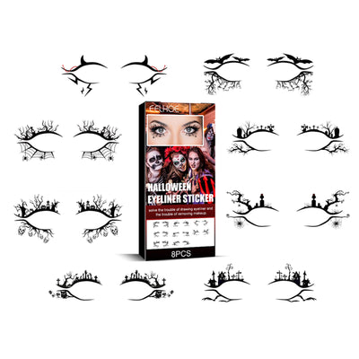 Halloween Eyeliner Patch, Scary Fashion Party Makeup Kit Bat Spider Decorative Eyeliner Eyeshadow Patch - Korvel
