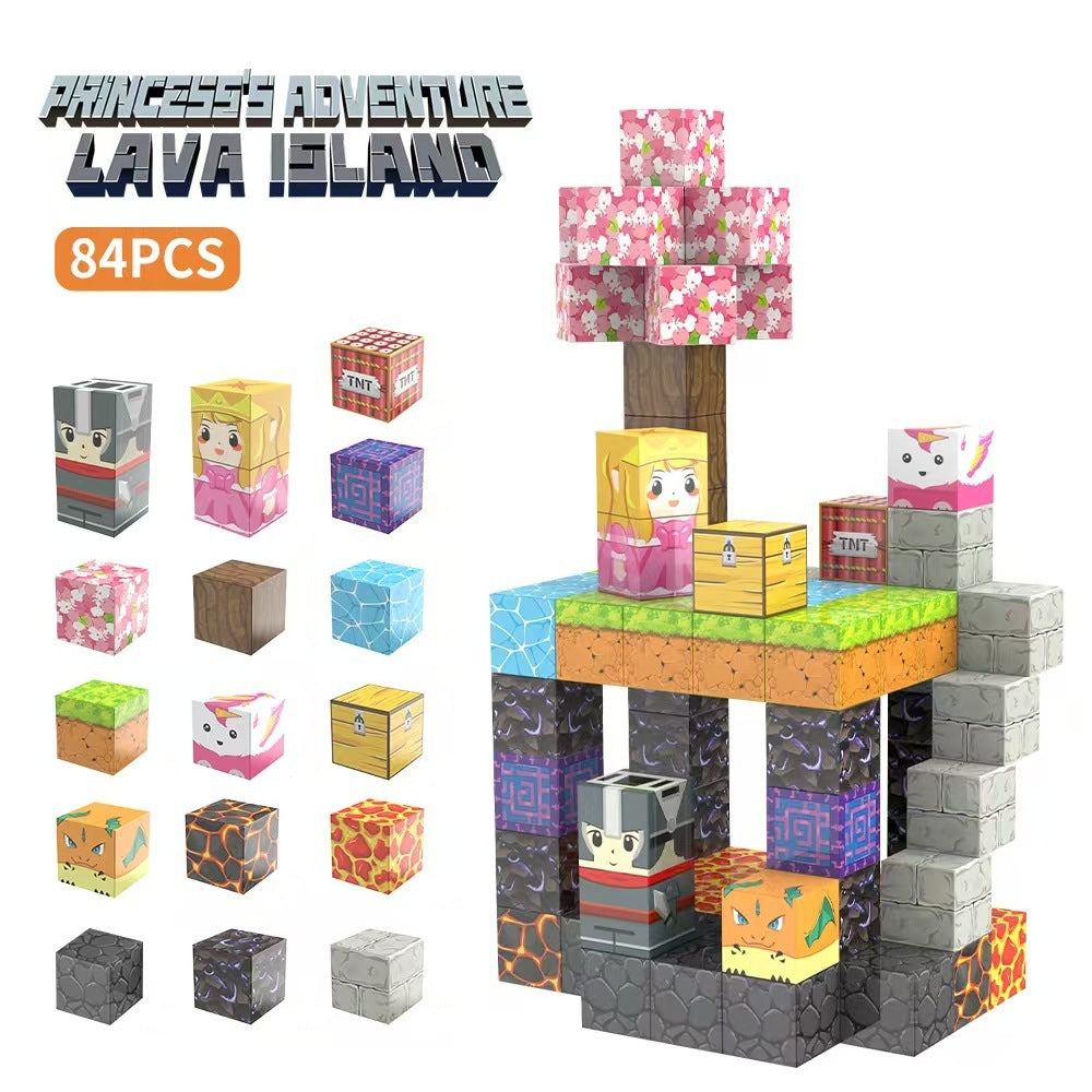 My Building World Magnetic Cube DIY Cherry Blossom Mountain Children's Educational Puzzle Assembly Toy Gift - Korvel
