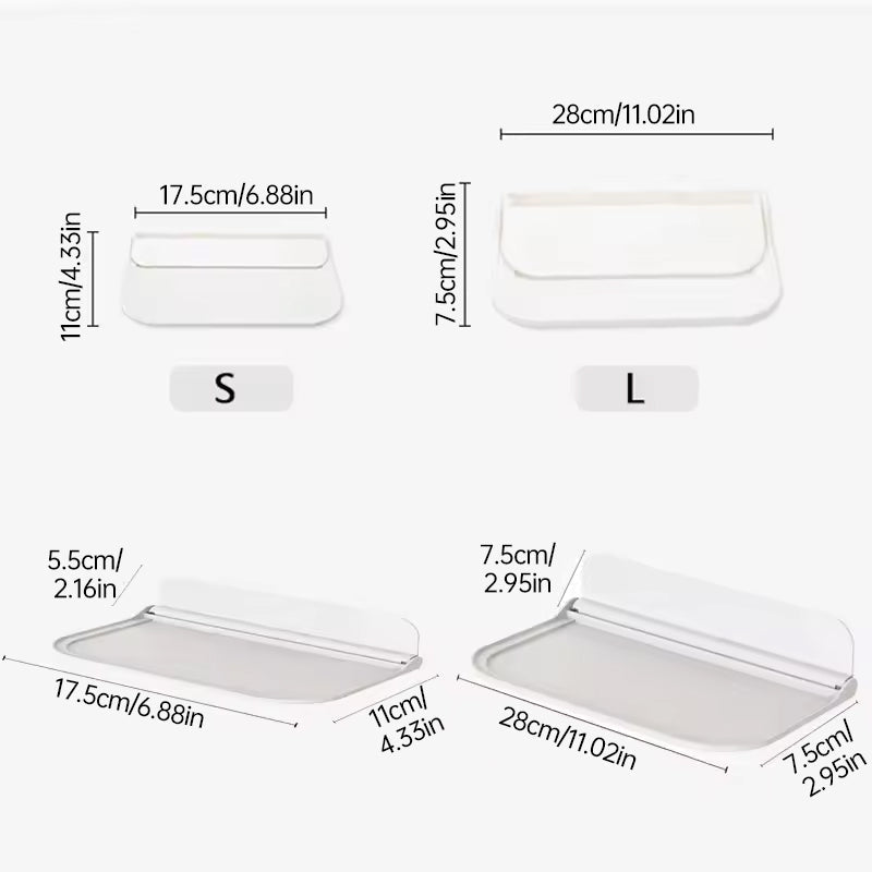 New Foldable Punch - Free Wall - mounted Plastic Floating Shelf for Bathroom and Toilet, Ideal for Towel and Clothes Storage - Korvel