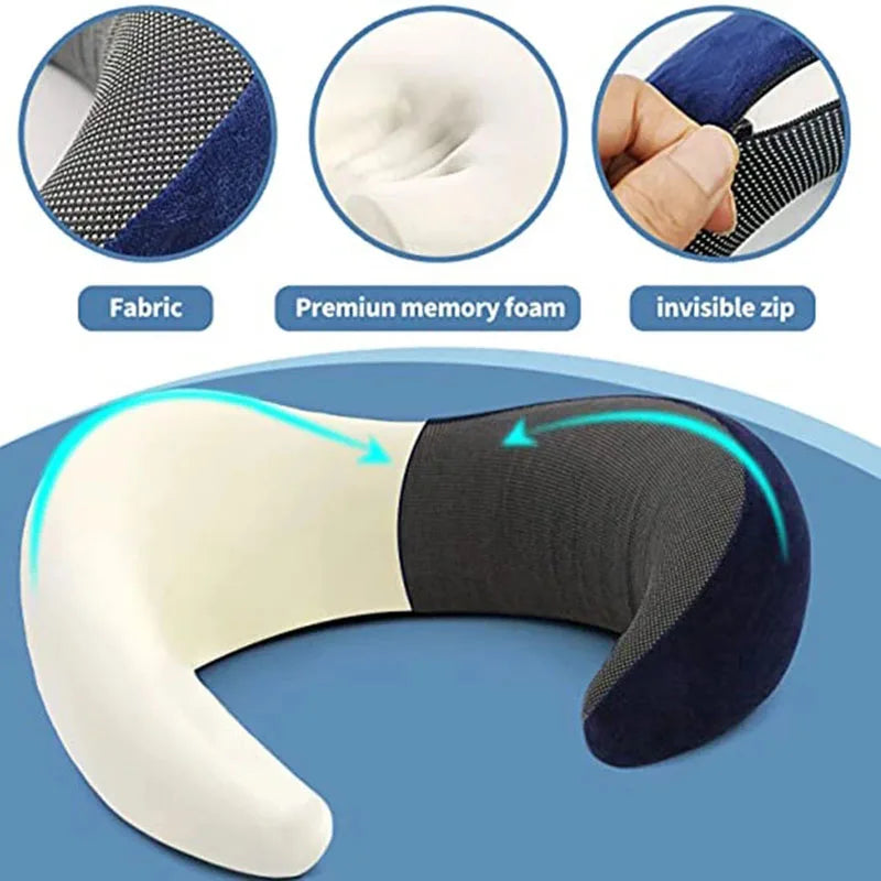 Memory Foam Neck Pillow Cervical Vertebra Travel Portable Noon Break Aircraft U Type Of Pillow Sleep Camping Pillow Carry Bag - Korvel
