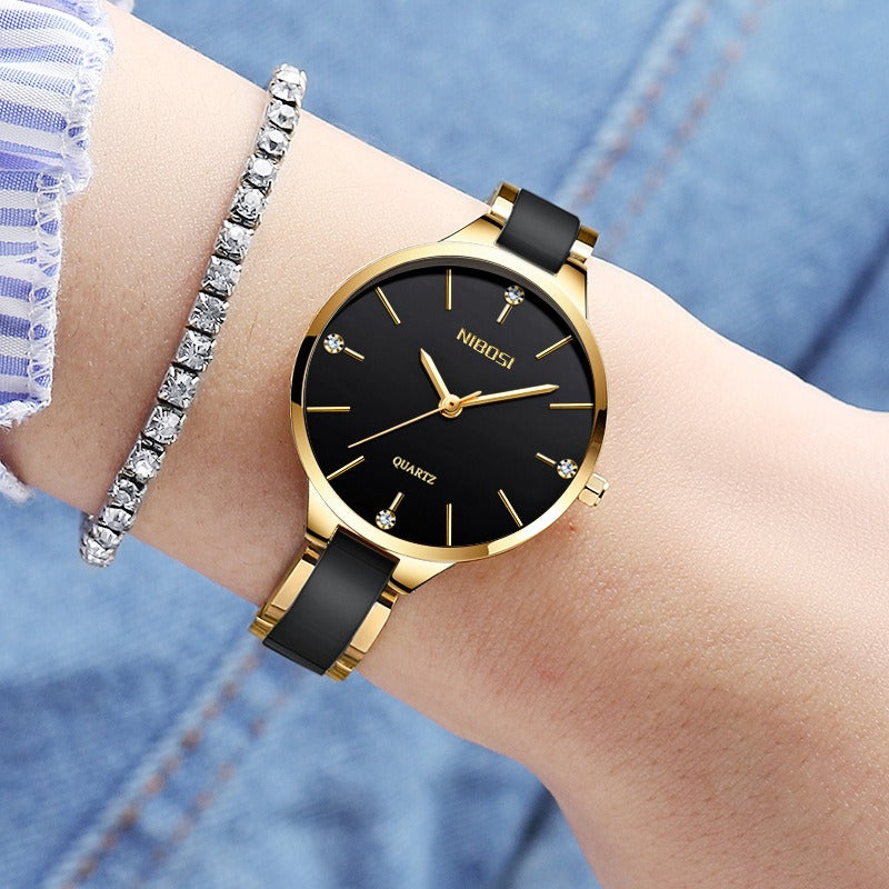 NIBOSI Luxury Ceramic Bracelet Watches Ladies Creative Quartz Watch For Women Female Clock Relogio Feminino Montre Femme 2330 - Korvel
