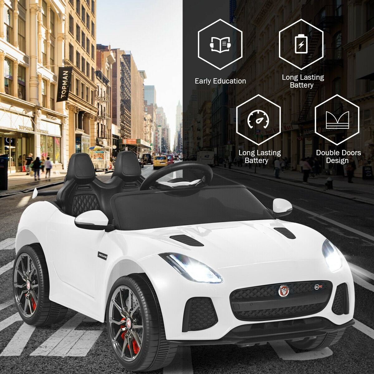 Voiture électrique pour enfants Jaguar F-Type SVR 12V - Blanche